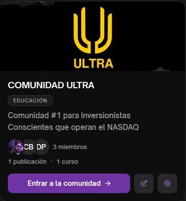 Tarjeta de Comunidad ULTRA: Educación, 3 miembros, 1 publicación y 1 curso