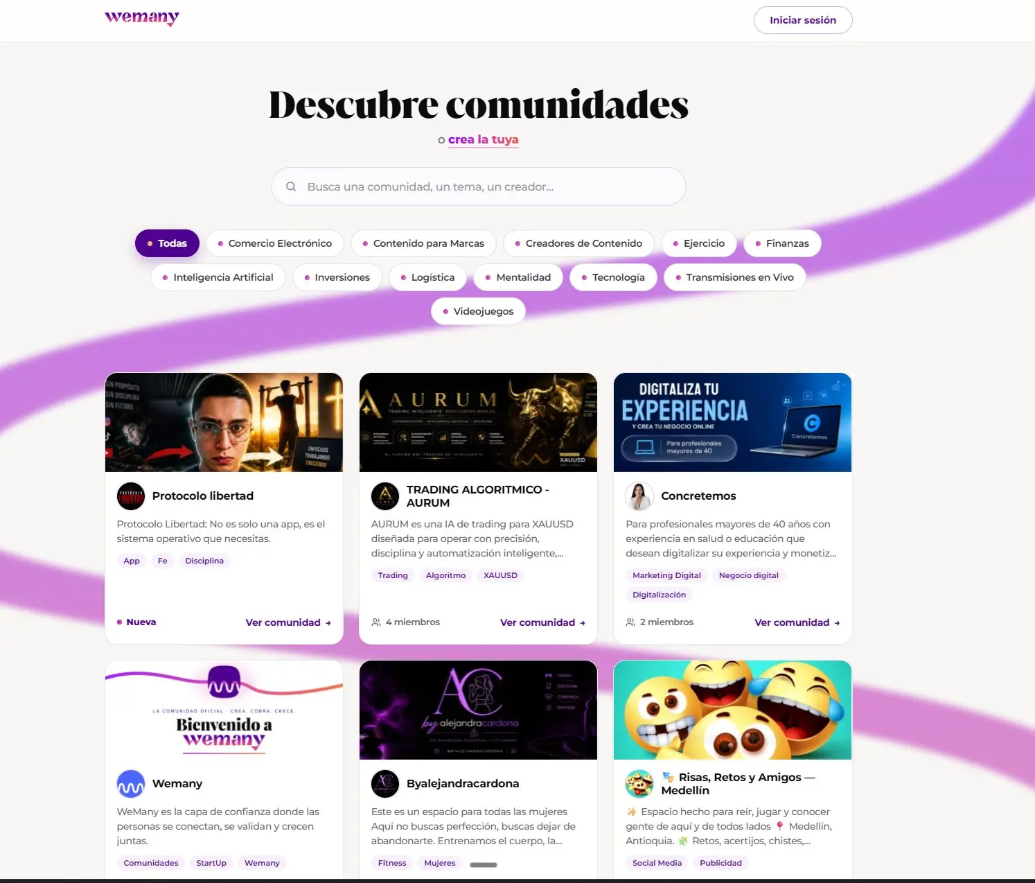 Explorar comunidades de WEMANY con categorías y comunidades reales